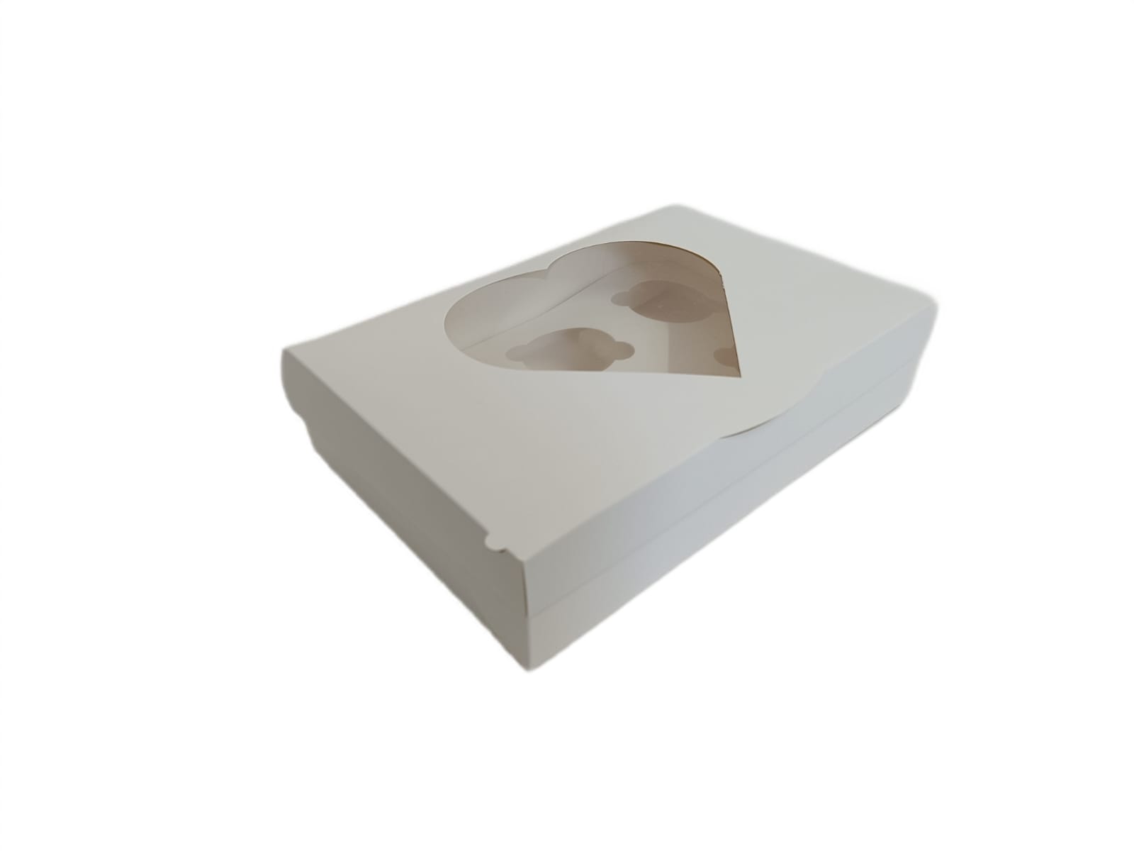 Cutie carton alb 4 briose cu display inima 25x19x7 cm